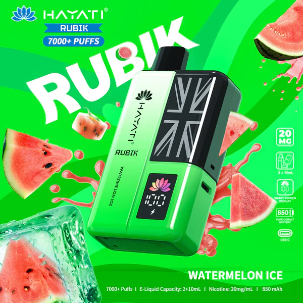 Buy Hayati Rubik 7000 Puffs Prefilled Pod Vape Kit Now Mega Vapes Store Australia - Mega Vapes Australia Hayati Rubik 7000 Puffs Prefilled Pod Vape Kit – Dual Pods | 20mg Nic Salt | LED Display | Mega Vapes Australia